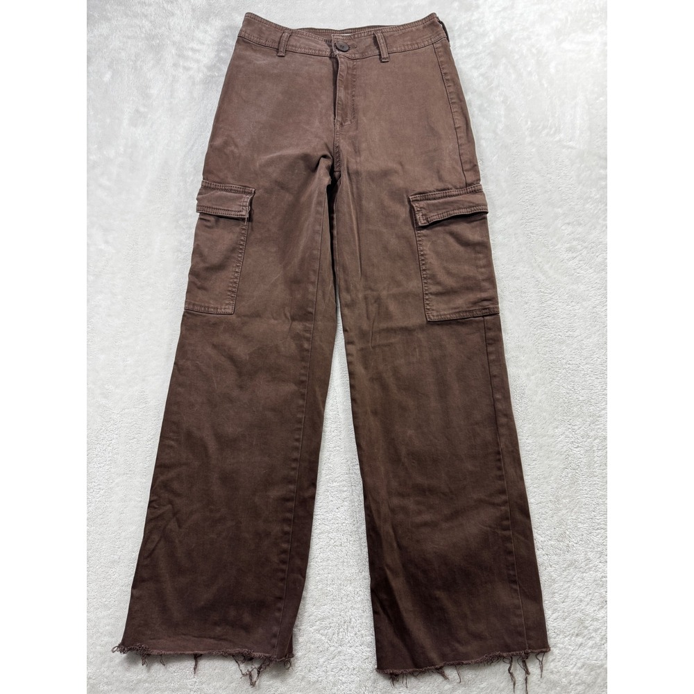 OAT Womens Cargo High Rise Raw Hem Brown Pants 2/26 Meas: 26x29.5